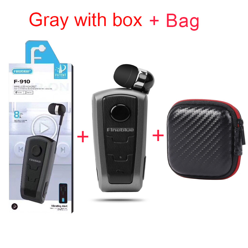 Fineblue  f910 trådlösa hörlurar för företag, hörlurar, samtal, påminner om sport, löpning, hörlurar med klipp, bluetooth  v5.1 -headset: Mörkgrå