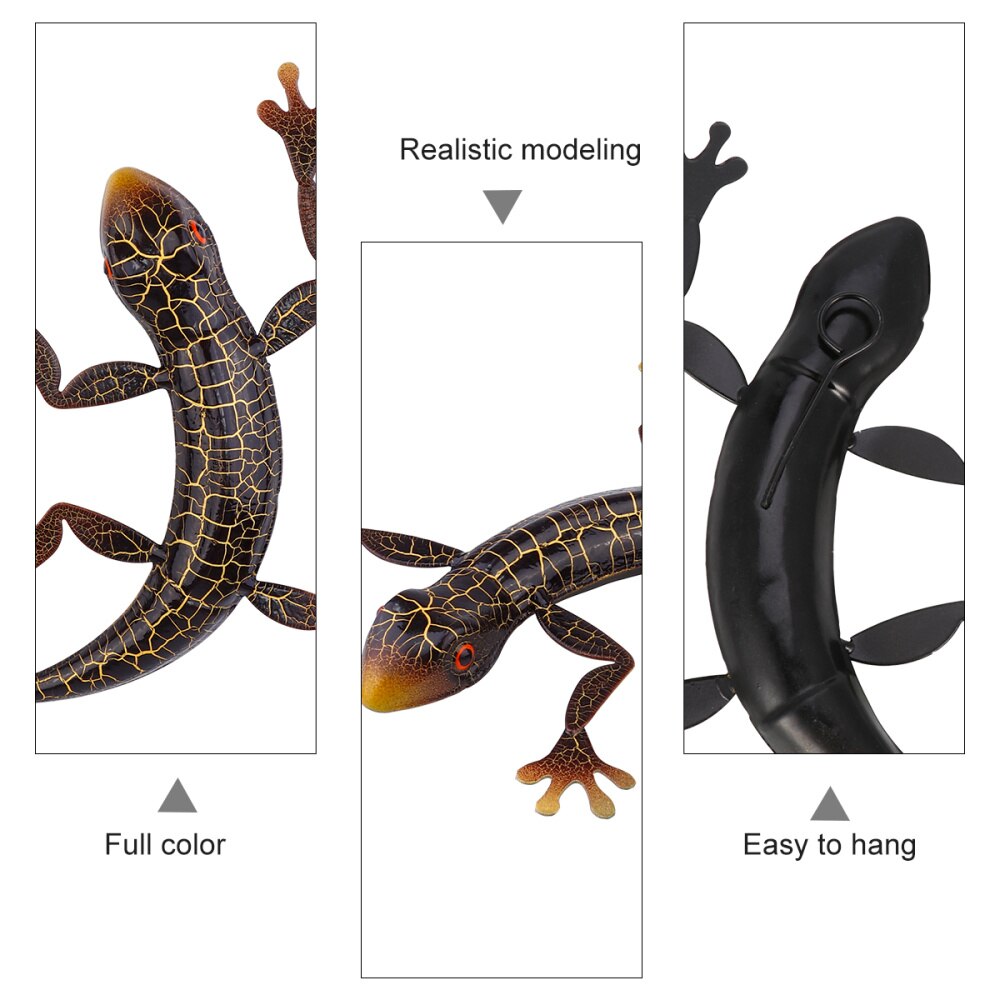 1pc metal gekko 3d væg kunst skulptur indretning indendørs udendørs hængende ornament