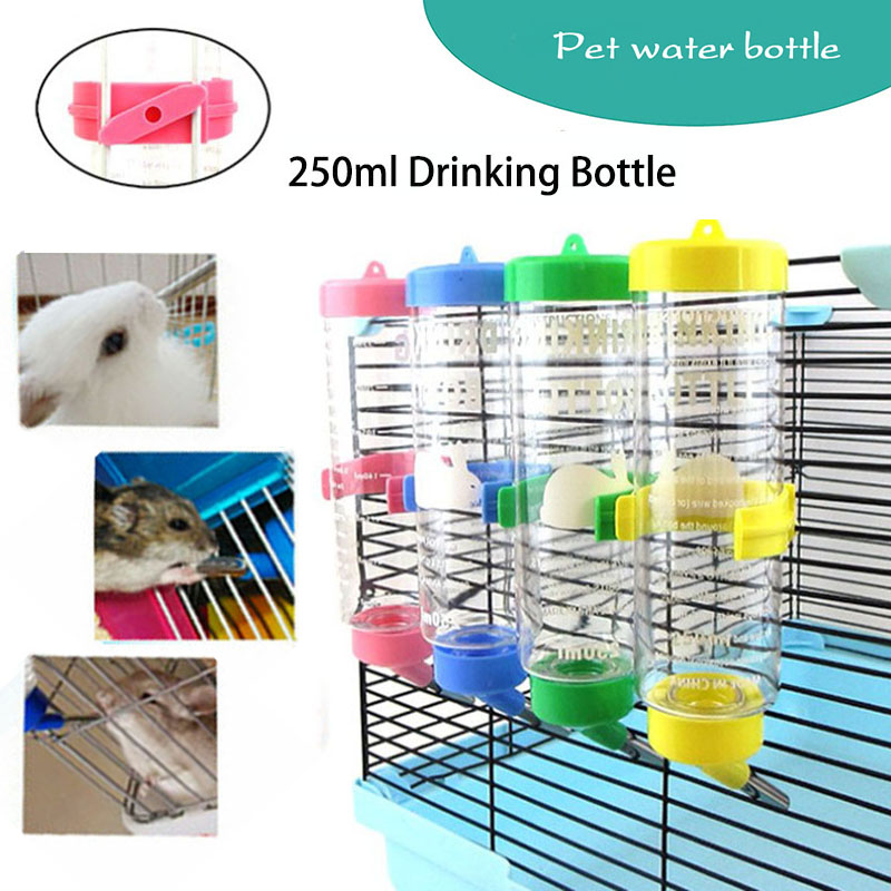 250ml Hamster Drinker Plastic Waterfles Dispenser Feeder Opknoping Huisdier Cavia Eekhoorn Konijn Hond Drinken Hoofd Pijp Fontein