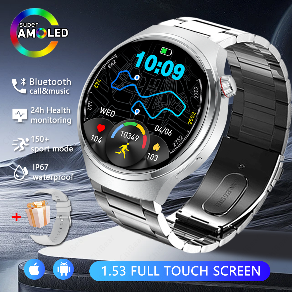 GPS ao ar livre chamada bluetooth smartwatch masculino 360*360 tela hd rastreador de fitness 150 + modo esporte homem smartwatch para huawei gt série: YELLOW