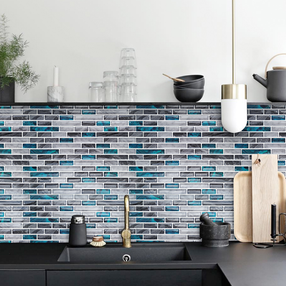 Heminredning vattentät vinyl självhäftande mosaik kakel 3d väggdekal klistermärke självhäftande kök badrum 1 ark