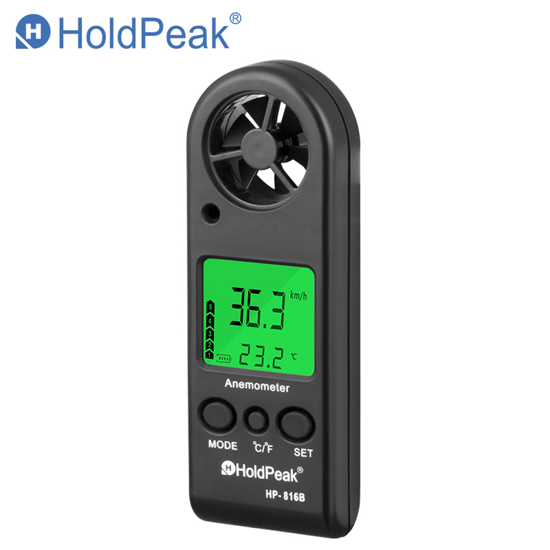 Holdpeak HP-816B Mini Anemometer Met Windsnelheid Range 0.3 -30 M/s En Wind Temperatuur Meting