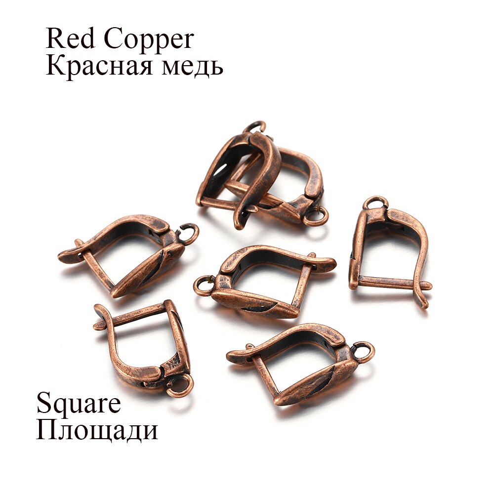 6-12Pcs/lot Brass French Earrings Hooks Clips Lever Back Open Loop Clasps For Diy Jewelry Making Findings Supplies Accessories: M / Brown