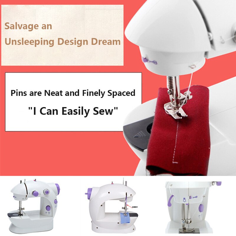 Home Mini Sewing Machine Adjustable 2-Speed Double Thread Portable Electric 202 Household Multifunction Sewing Machin With Light