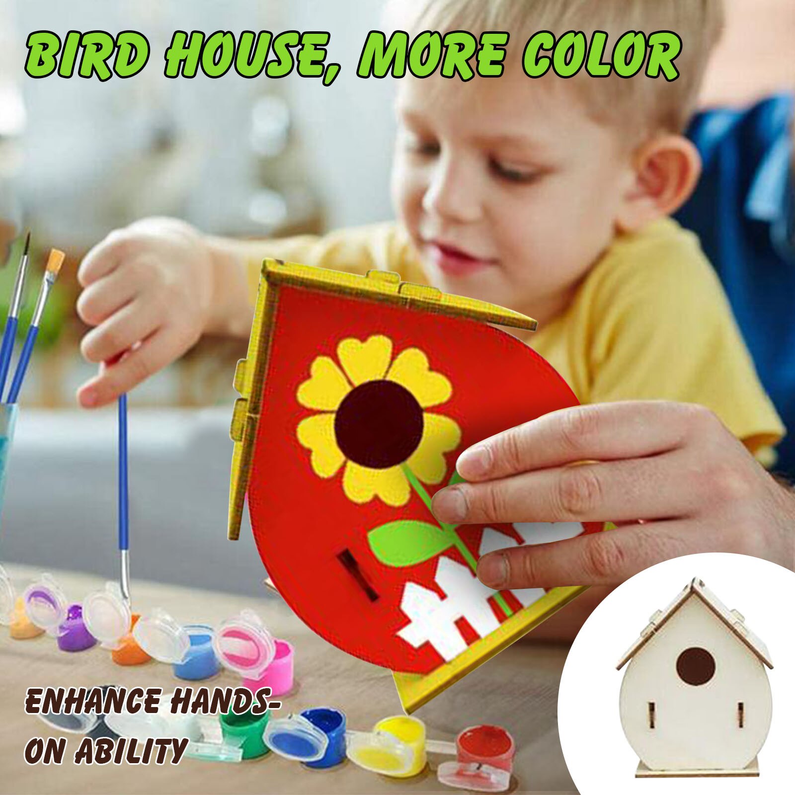 Natuur Hout Diy Handgeschilderde Vogel Huis Kits O... Grandado
