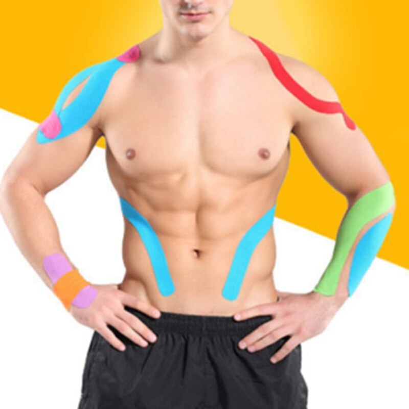 2x Kinesiology Athletic Tape-Sports Injury Tape for Knee,Joint,Muscle Support-Adhesive Kinetic Tape Navy Blue & Yellow