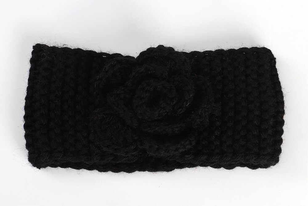 Nouvelle doux bébé hiver garder au fleur tricot laine infantile enfants fille bandeau phtographie accessoires bébé cheveux accessoires: Black