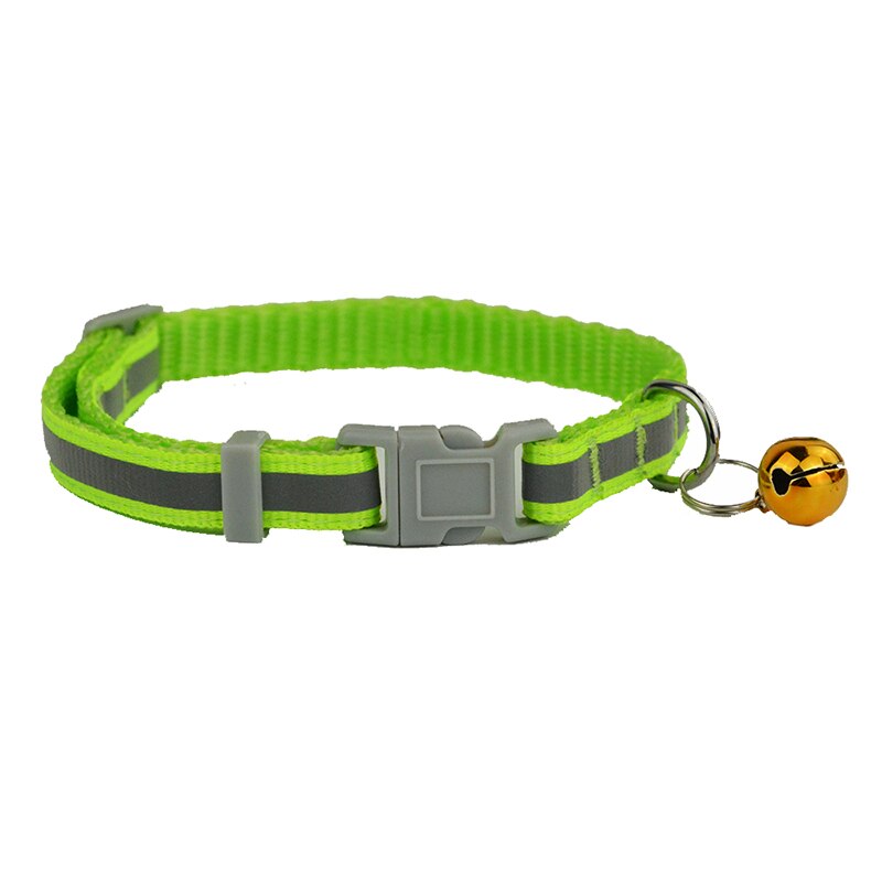 2 maten Nylon Reflecterende Halsband Kleine Kant Hond Kat Poppy Huisdier Kraag met Bel: Green / Neck    21  to 32cm