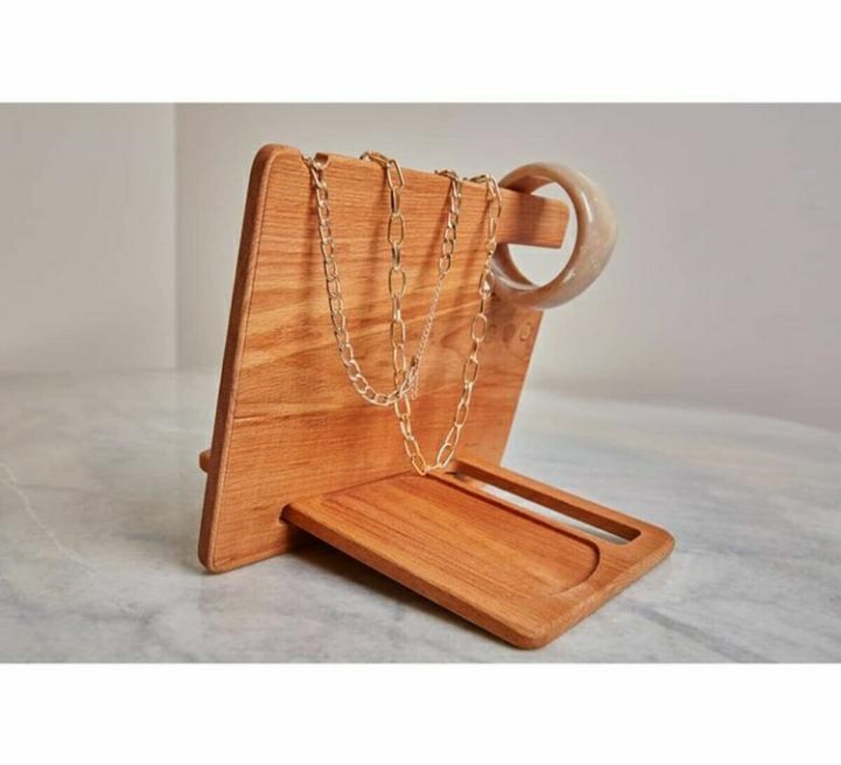 Retro Wooden Beech Desk Organizer Phone Holder Jewelry Keychain Pen Holder Organizer Wood Multi Practical Easy To Use Item Stand