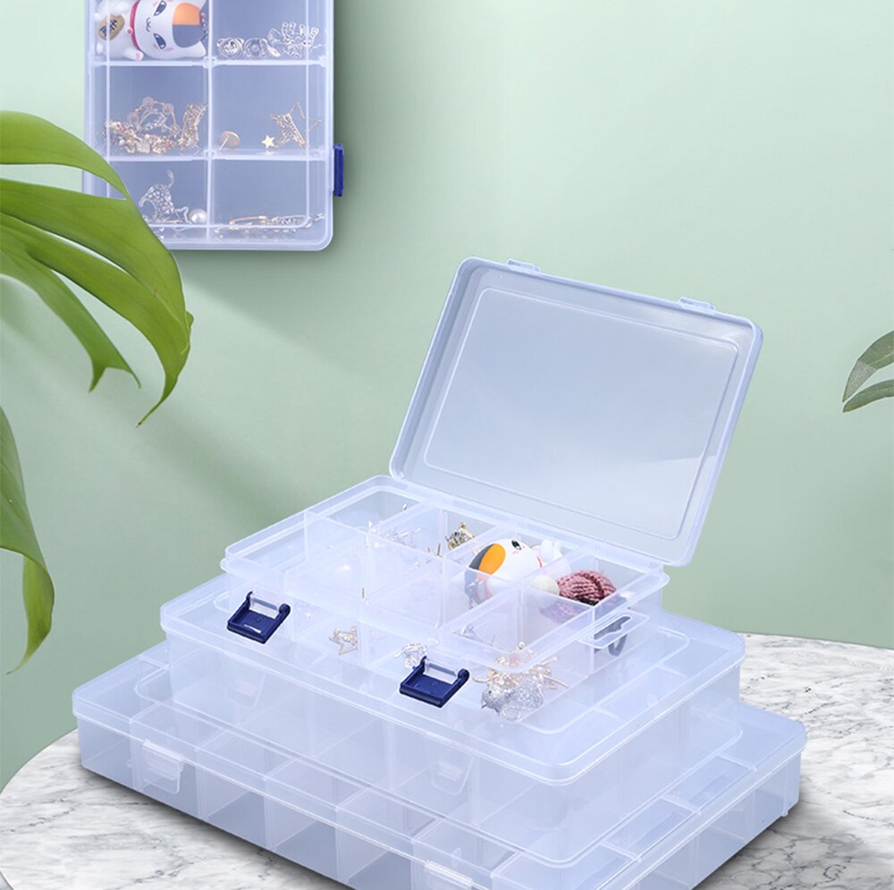 12 Sizes Plastic Storage Jewelry Box Compartment Adjustable Container for Beads earring box for jewelry rectangle Box Case