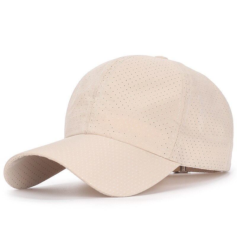 Cokk sommer baseball kasket hurtigtørrende sommerhatte til kvinder mænd unisex solskærm udendørs sport kasket åndbar snapback solhat: Beige