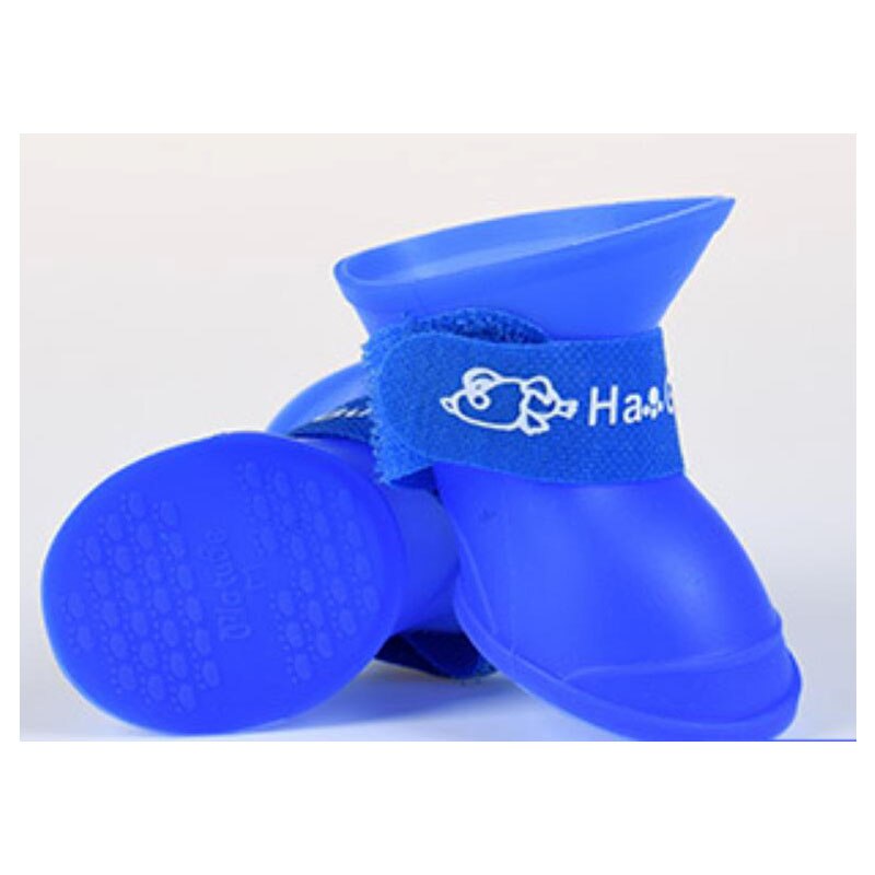 4pcs/set Pet Dog Rain Shoes Portable Rubber Rain Boots Footwear Puppy Cat Anti Slip Waterproof Footwear Four Seasons for Dogs: Blue / XXL