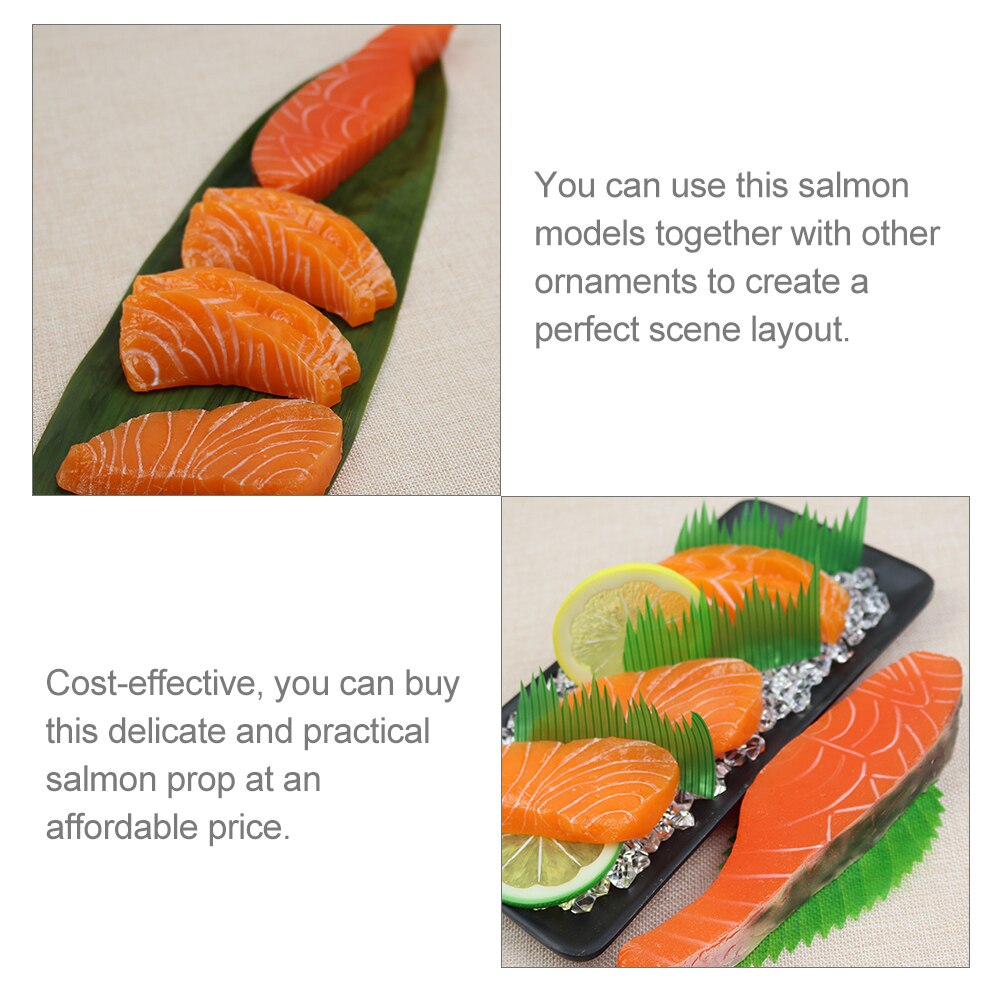 2PCS Simulation Food Model Salmon Model Photo Prop Home Decorative Props