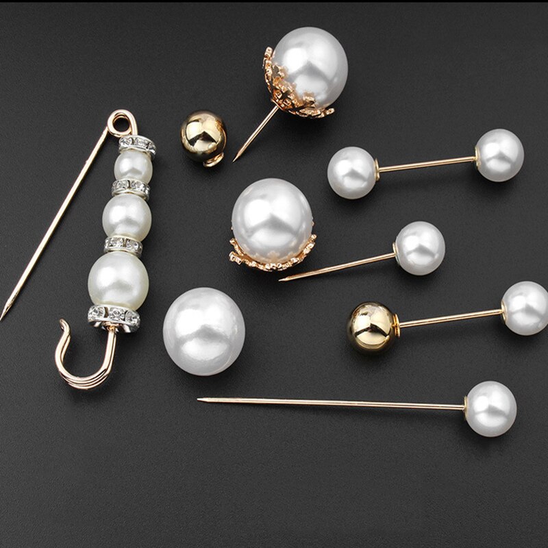 Vrouwen Mode Parel Manchetknopen Taille Gesp Pin Sieraden Accessoires Vrouwelijke Rok Broche Metalen Knoppen Set