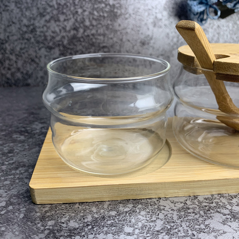 Kitchen glass seasoning jar set household glass seasoning box seasoning bottle high borosilicate glass salt seasoning jar