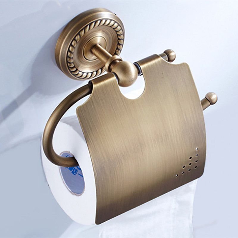 Juego de accesorios de baño de latón antiguo, toallero, soporte de papel higiénico, cepillo de baño, jabonera de Ducha