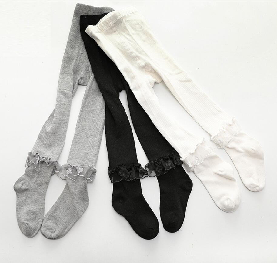Meisjes kanten panty's koreaanse versie van boneless dunne verticale witte dansleggings baby prinsessenrok leggings