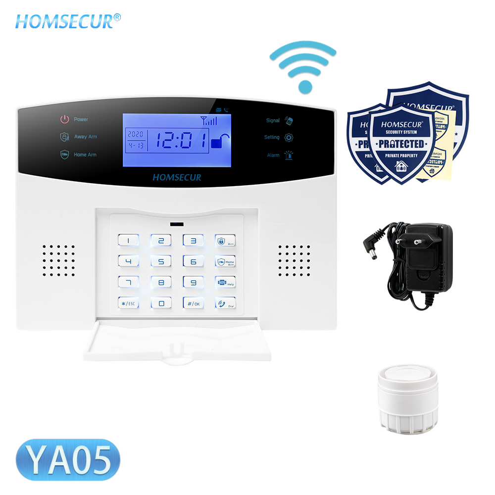 HOMSECUR DIY Wireless Home Security WIFI GSM Alarm system APP Remote Control Arm Disarm(Alarm Panel YA05 PIR etc.)