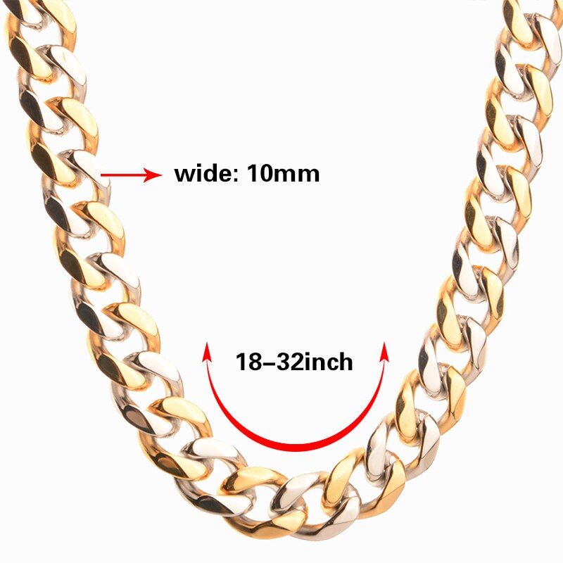 Tiasri Curb Cuban Link Kette Kragen Choker Männer Halskette Armband Edelstahl Schmuck Freund 10mm