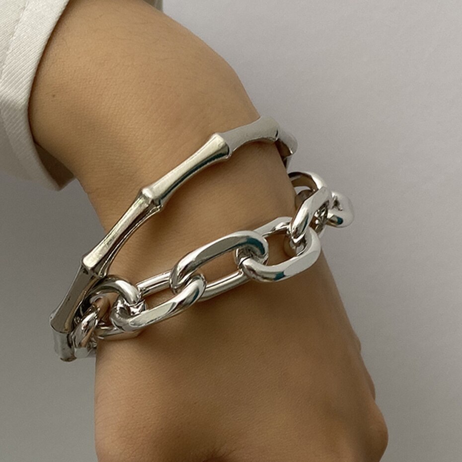 Boho Silber Farbe Perlen Anhänger Armbänder Armreifen 2022 Schmuck Punk Kette Armbänder einstellen für Frauen Charme Schmuck: 4