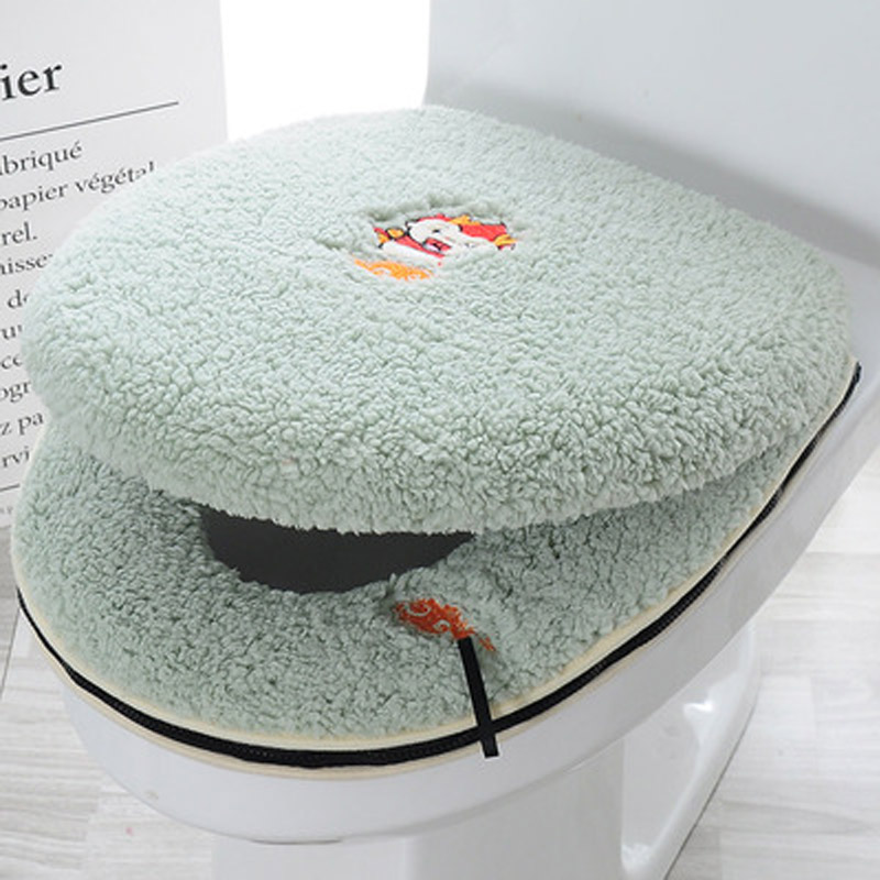 Siège de toilette en tissu doux, chauffant, pour salle de bain, couvercle lavable, coussin de couverture supérieur, fournitures de siège de toilette épaissi: A19