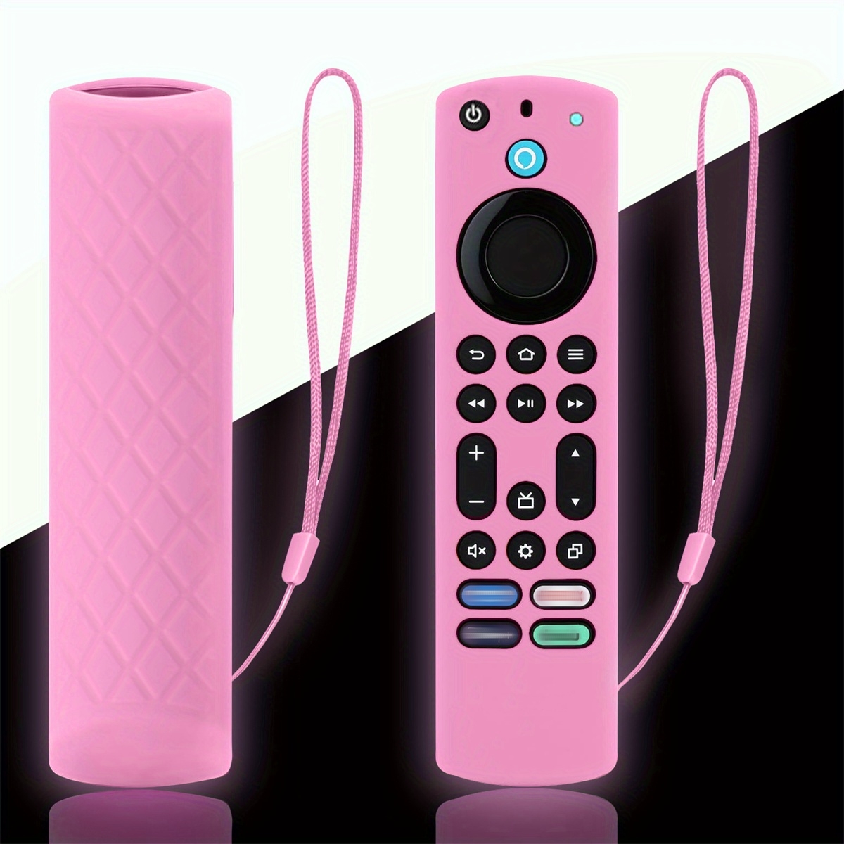  Silicone Remote Case Glow in The Dark for Firetv 4K Max (2nd)/Insignia/Pioneer/Omni (QLED) Series with Lanyard, Lightweight Ant: Pink