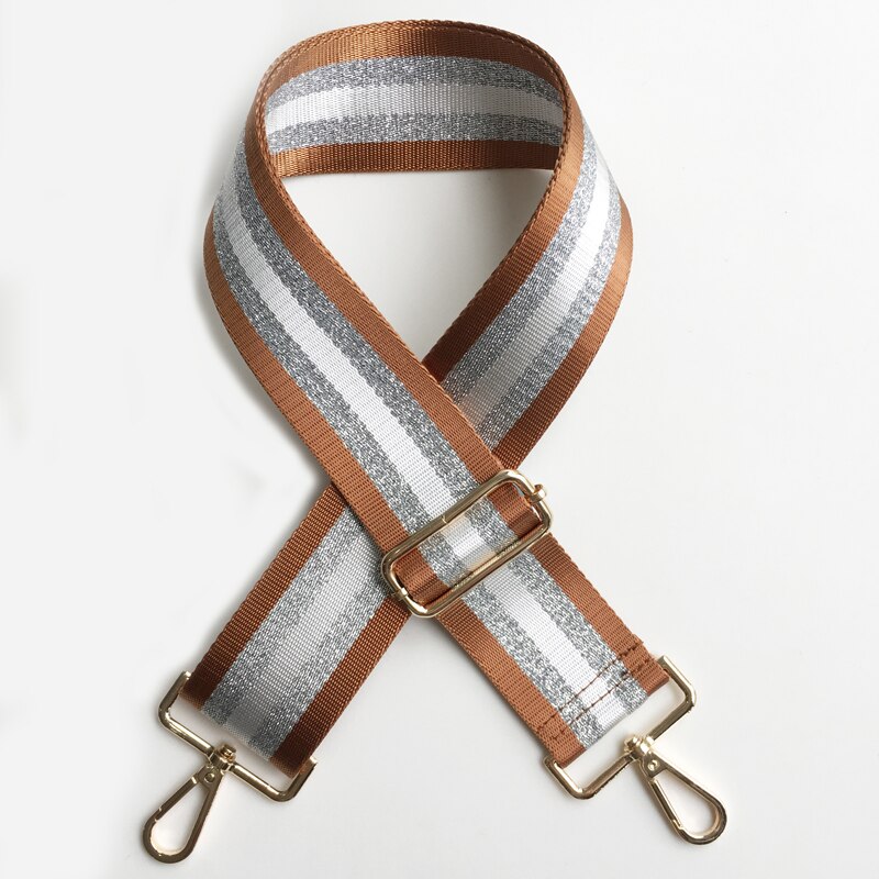Tas Riemen Vrouwen Handtas Schouder Crossbody Tas Riem Verstelbare Brede Band Bag Deel Accessoires Vrouwelijke Messenger Bag Riem 130Cm: 2 brown / silver metal