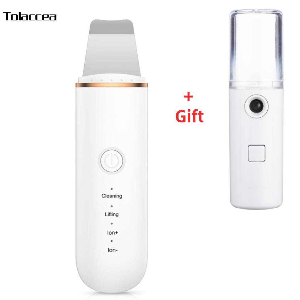 Piel ultrasónica del depurador de limpieza profunda depurador cara vibrante limpieza Facial instrumento para belleza para piel dispositivo con: with gift