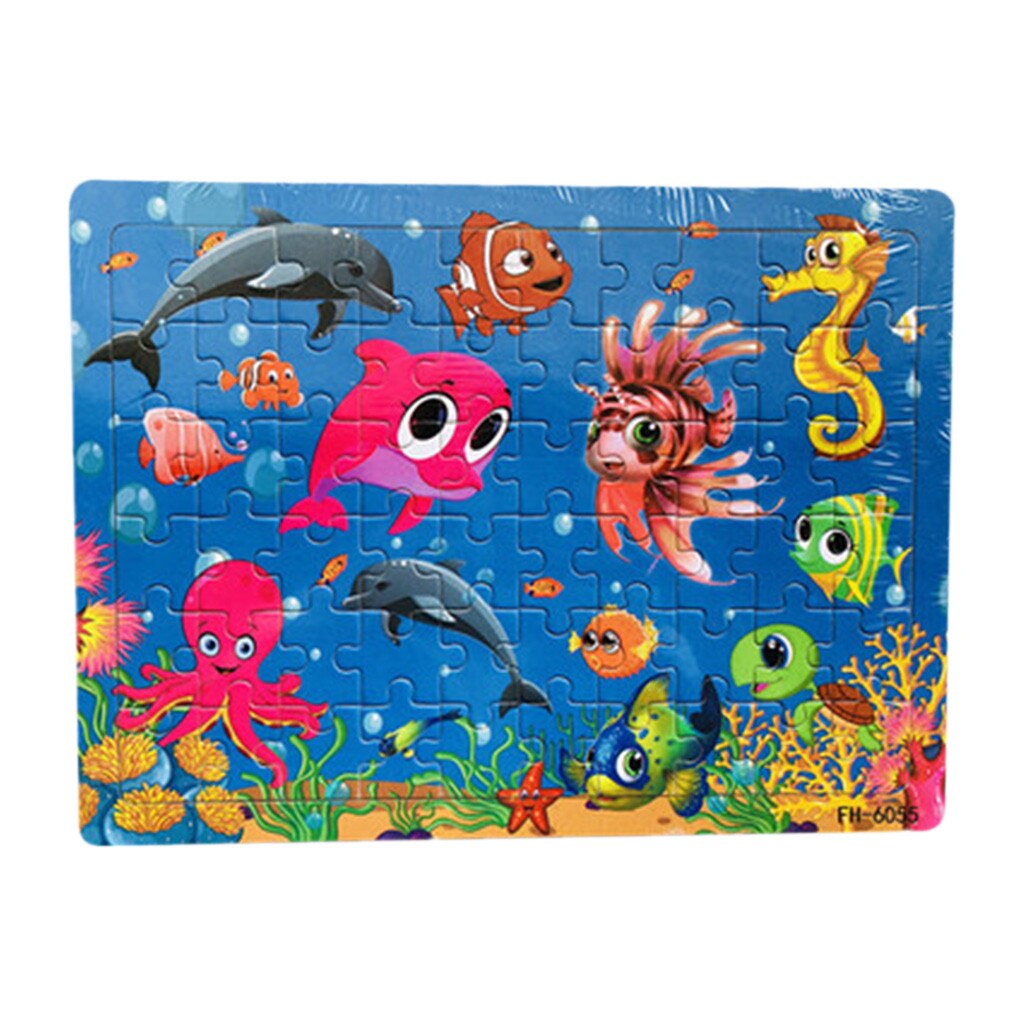 60 Piece Cartoon Puzzle Children Educational Toys Wooden Baby Kids Training Toy children toys puzzel kinderen #PY20