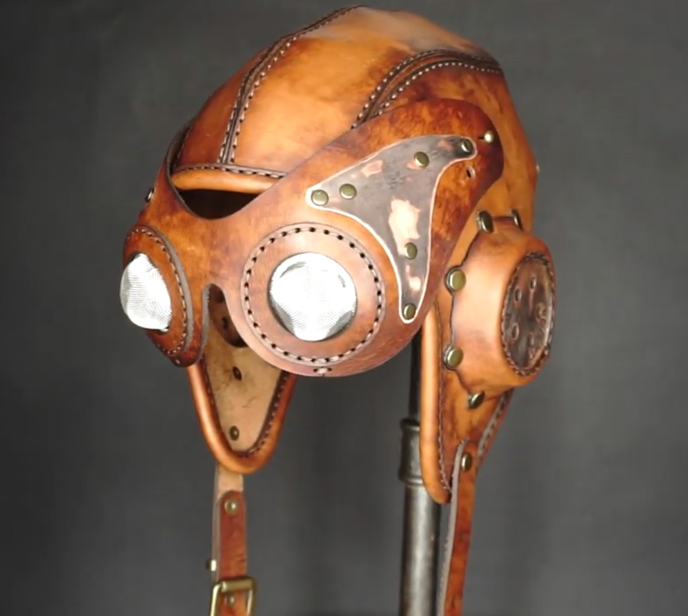 Steampunk hjälm pilot hatt manuell läder mönster ritning läder diy mönster mall