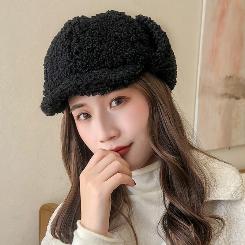 Winter Faux Lamm Wolle Baseball Cap Für Männer Frauen Teddy Fleece Sport Hüte Warm Winter Outdoor Reise Geschenk Ballmütze Männer, Hellblau, One Size