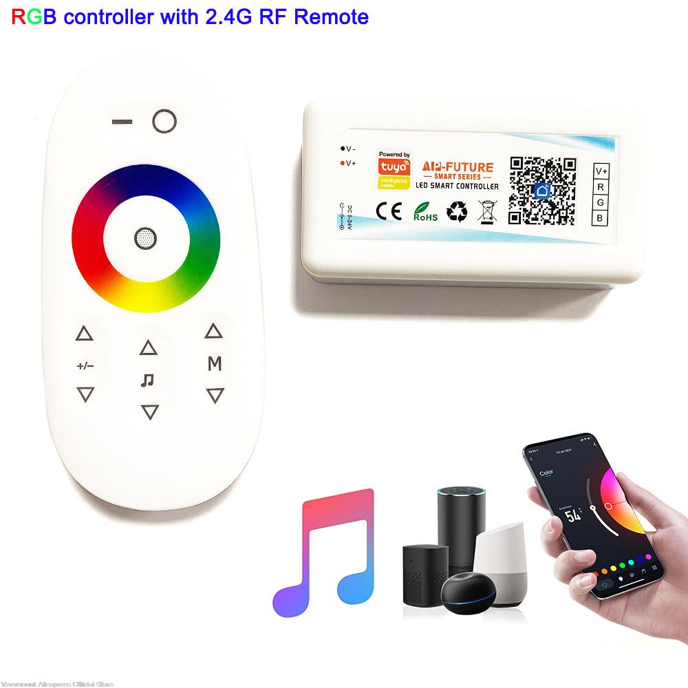 Controlador LED inalámbrico con Wifi, controlador compatible con aplicación iOs y Android, Alexa, Control por voz de Google, para DIM CCT, RGB, RGBW, RGBCCT: RGB RF Remote