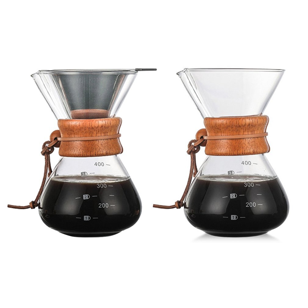 400ML Hand Coffee Maker High Temperatures Glass Coffee Maker Coffee Pot Espresso Machine With Stainless Steel