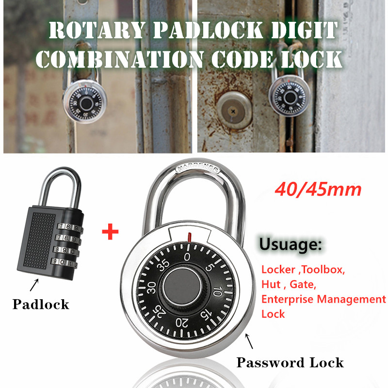 45Mm/40Mm Rotary Hangslot Digit Combinatie Code Lock Veilige Ronde Dial Nummer Bagage Koffer Veiligheid Fiets Lade kast