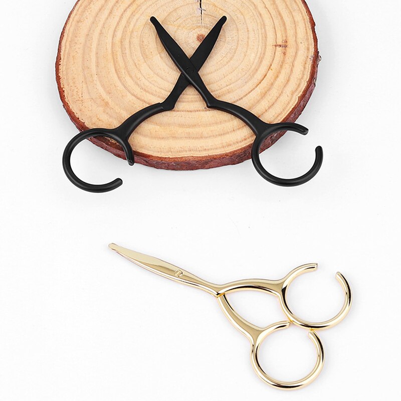 Stainless Steel Mini Portable Curved Mustache Nose Ear Hair Remover Scissor Trimmer Safety Tips Black/sliver/gold