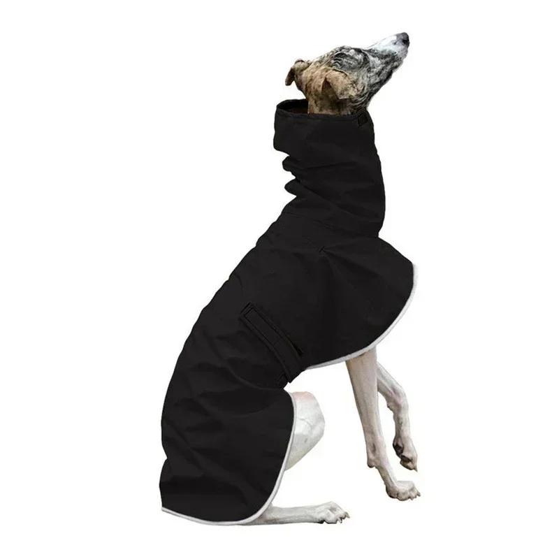 Italiaanse windhondkleding waterdichte Whippet jas Winter verstelbare windhondkleding Winter warme fleecekleding Hond warme jas: L / Black