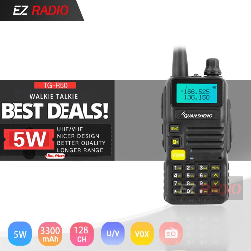 Upgrade 5W Quansheng UV-R50-2 Mobile Walkie Talkie Vhf Uhf Dual Band Radio camouflage UV-R50-1 UV R50 Series Uv-5r tg-uv2 UVR50: Classic Black
