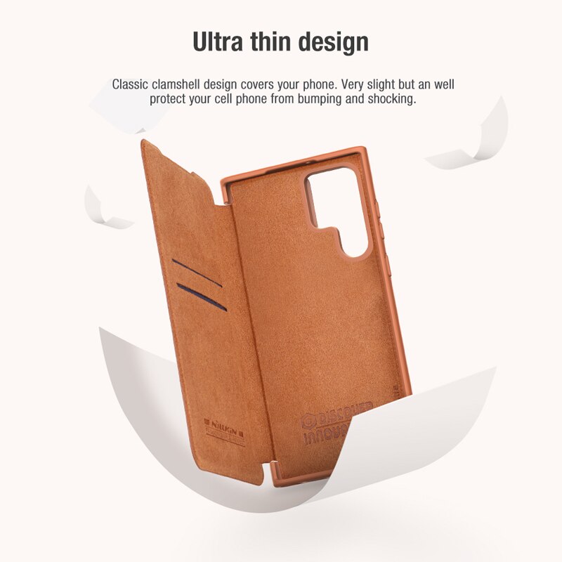 Voor Samsung S22 Ultra Nillkin Qin Leather Flip Cover Slide Camera Lens Bescherming Case Voor Samsung Galaxy S22 Plus Boek case