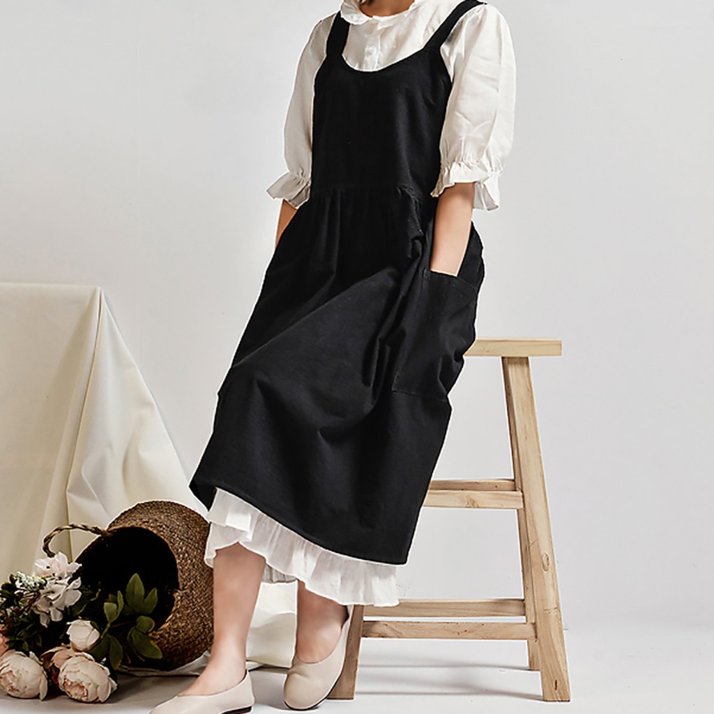 Frauen Kreuz Zurück Schürze Japanischen Hausarbeit Backen wickeln Baumwolle Leinen Floristen Kleid Literarischen Kunst Baumwolle Und Leinen Werbung Schürze