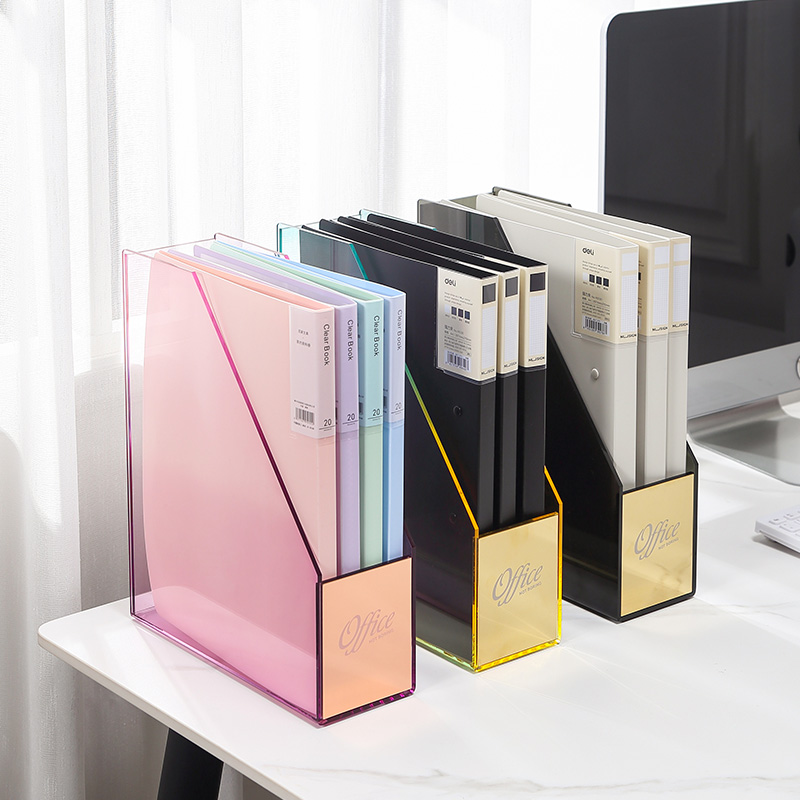 Organizador de escritorio para documentos, soporte acrílico antigolpes, caja de almacenamiento para casa, oficina, libros, documentos, estuche de lápices, estante, organizador de papelería
