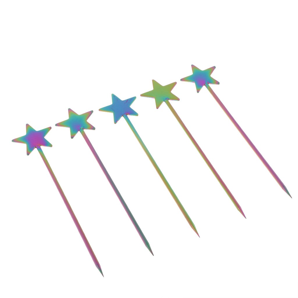 5PCS Steel Fruit Drink Sticks Cocktail Picks for Bar Tools Picks
