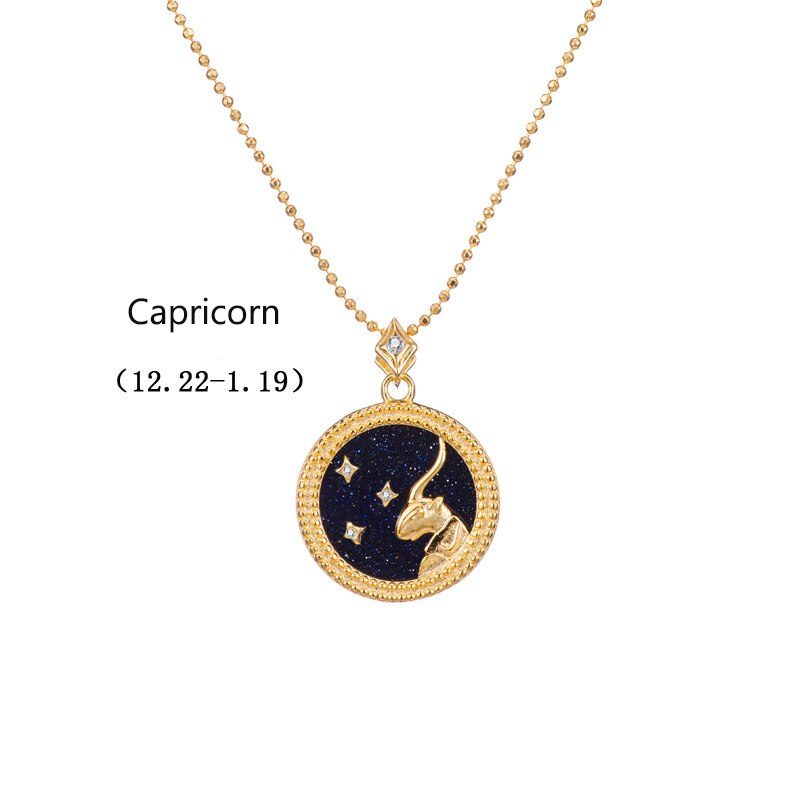 925 Sterling Zilveren Bal Kraal Ketting 12 Zodiac Constellation Horoscoop Medaillon Ketting Verjaardag Ster Teken Valentijnsdag: Capricorn