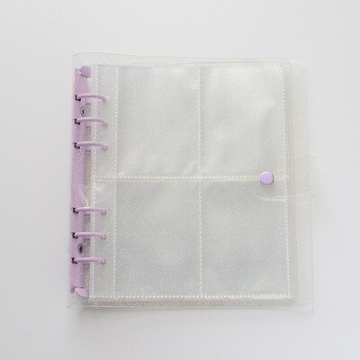 Glitter Transparante Koreaanse Leuke Ring Binder Notebook Tijdschriften Losbladige 3 Inch Kaart Fotoalbum Opslag Boek School Briefpapier: 3inch 4 grid purple