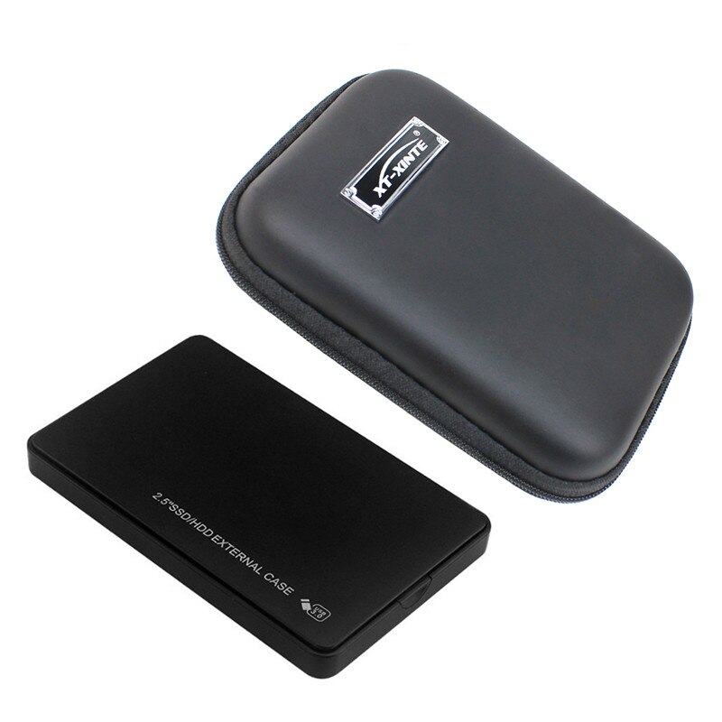 2.5" USB 3.0 SATA HD Box 5Gbps HDD Hard Drive External Enclosure Case Data Transfer Backup Tool with Organizer Storage Bag: Black