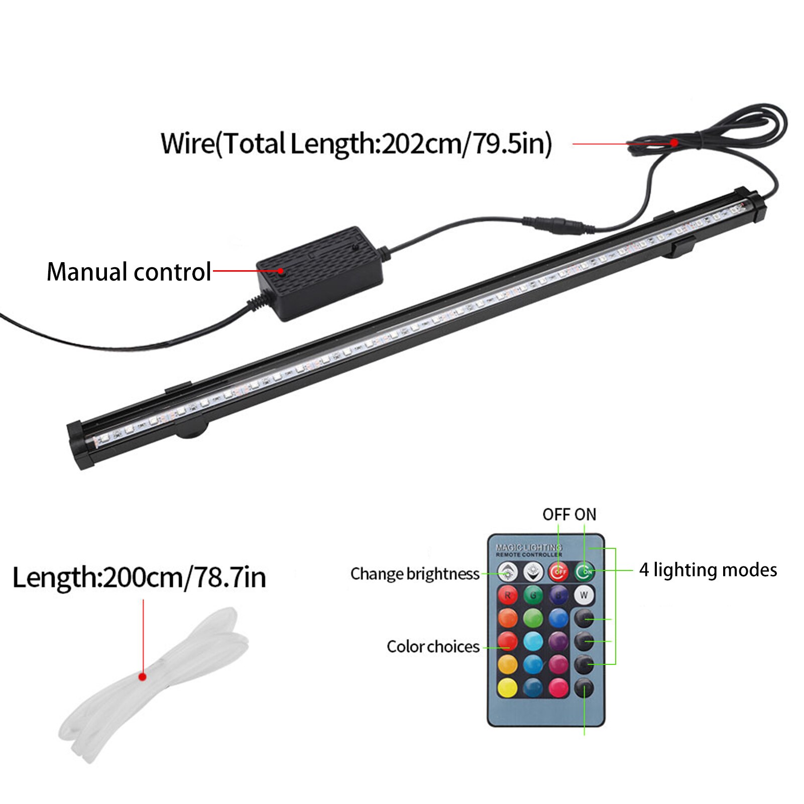 Fish Tank Light LED Aquarium Light Fish Tank Bubble Light with Remote Controller 16 Colors 4 Changing Modes