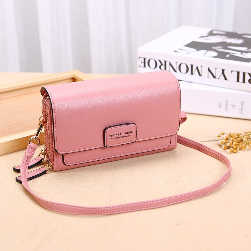 Bolso de mano tipo bandolera estándar multifuncional Vertical de cuero PU de para mujer: Pink