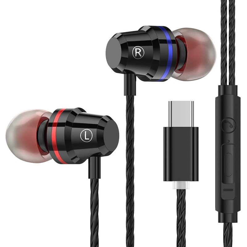 Type-C In-Ear Bass Ruisonderdrukking Oordopjes PTM Metalen Verse Editie Oortelefoon Headset met Microfoon Oortelefoon voor Xiaomi huawei