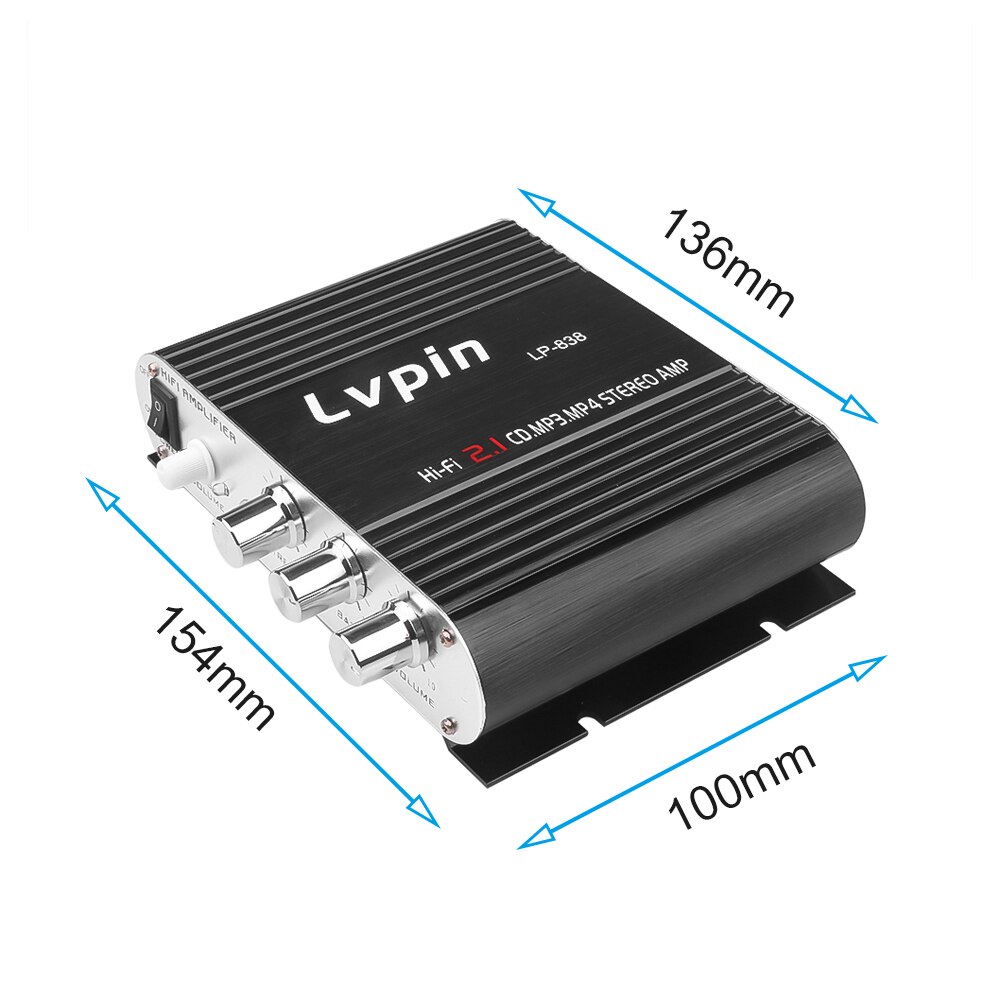 FOR LVPIN 12V 200W Mini Hi-Fi Stereo Amplifier MP3 Car Radio Channels 2 House Super Bass