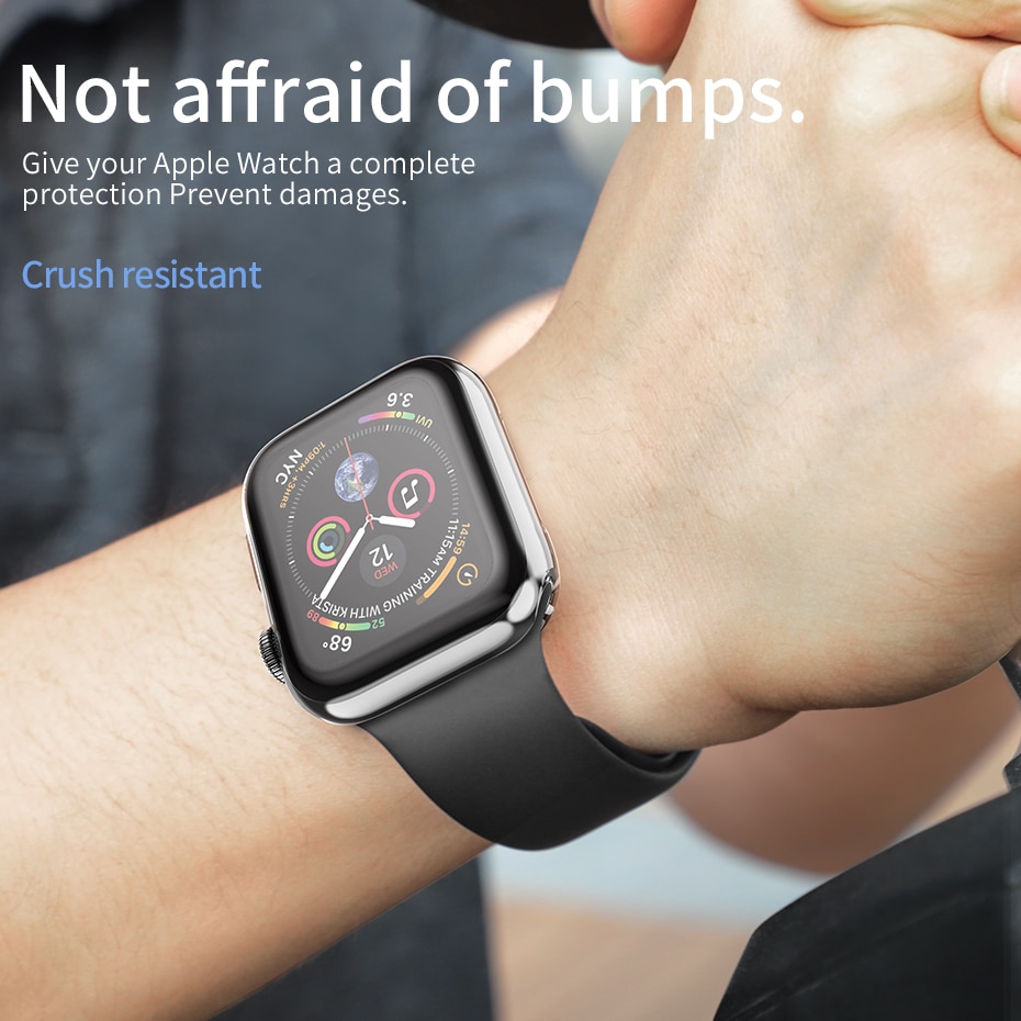 Hoco hoesje voor apple watch 5 40mm 44mm, transparante tpu-schermbeschermer, volledig transparante siliconen zachte hoes voor de apple watch-serie 4