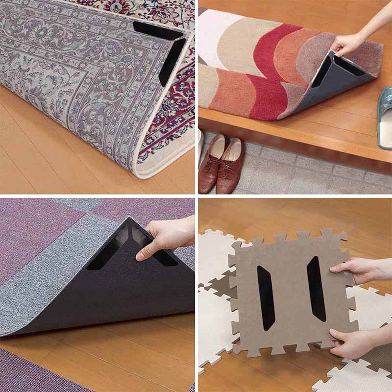 8pcs/pack Anti-skip Rug Grippers Carpet Mat Self-adhesive Tidy Carpet Mat Rug Grippe Clean for Living Room/Bath Room